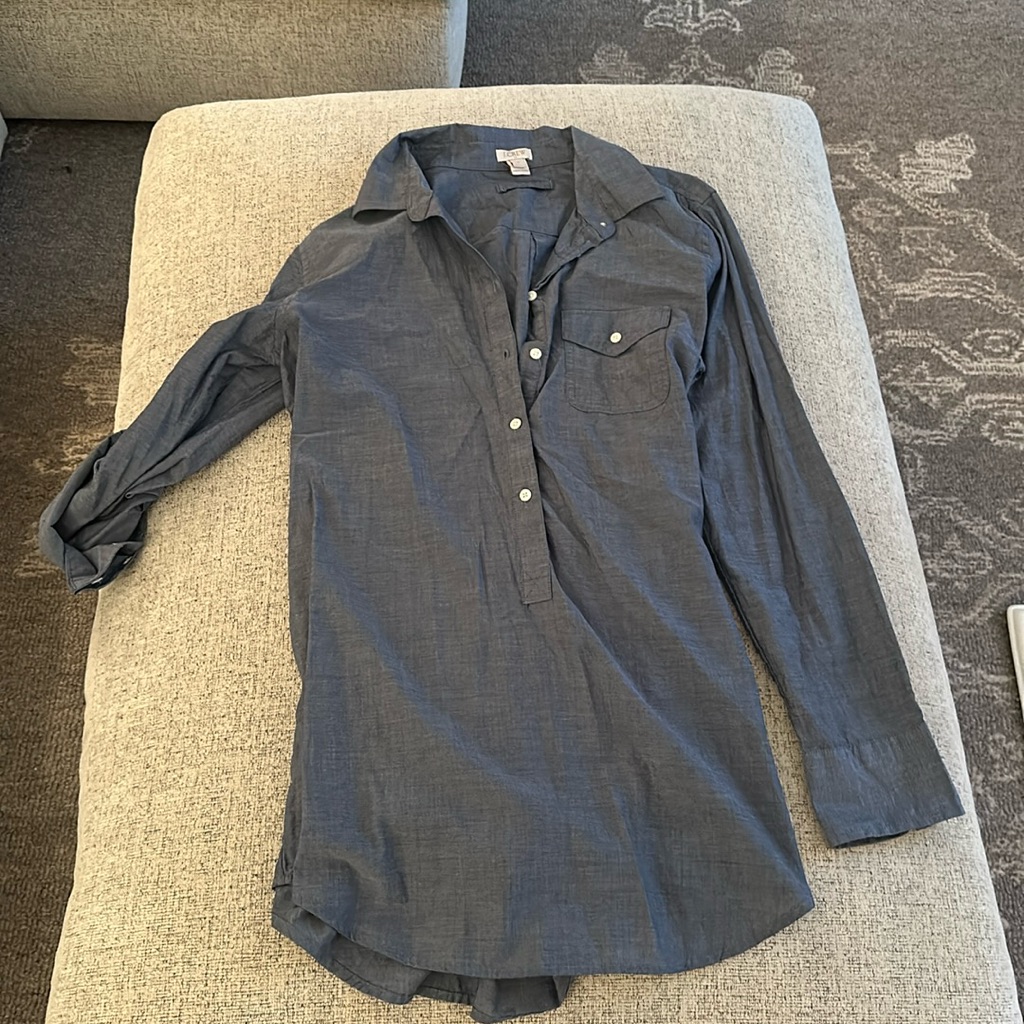 Jcrew Chambray Button Down Pullover- Small